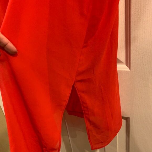 Catherine Malandrino Coral Color Sheer Overlay Dress - Picture 6 of 6